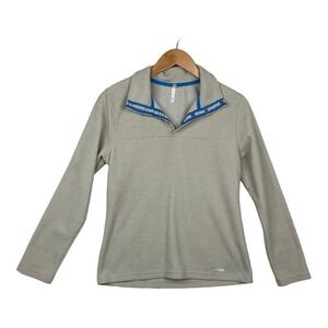 Mountain Khaki Cream Quarter Snap Pullover Long Sleeve Sweatshirt Size Medium